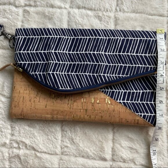Cartera Designs | Navy Chevron & Goil Foil Cork Leather | Tainted Love Clutch - Picture 5 of 11